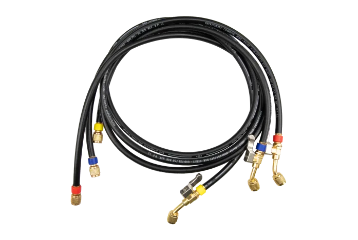 3-hose charging set with valve 1/4" - 5/16" SAE