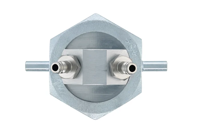 Single-pipe gas meter cap, connects test fittings to pipe - Single-pipe counter cap