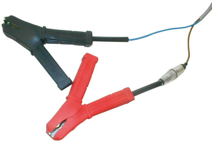 Cable with battery clamps and adapter for connection to DC I...